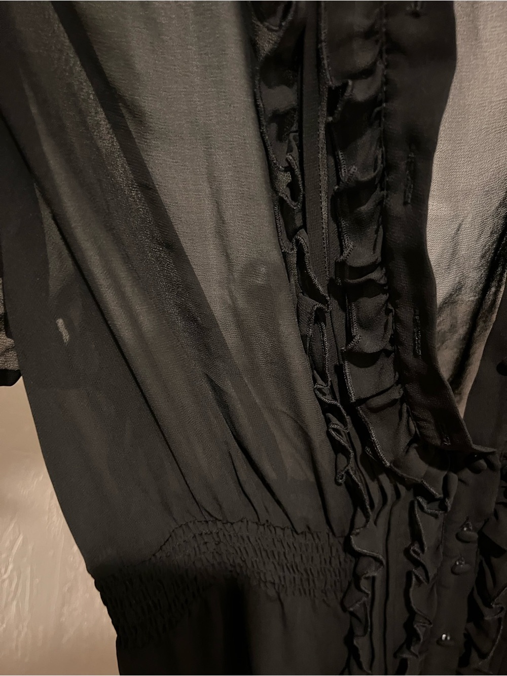 Torrid Black Sheer Ruffle Button-Front Blouse - Picture 3 of 5